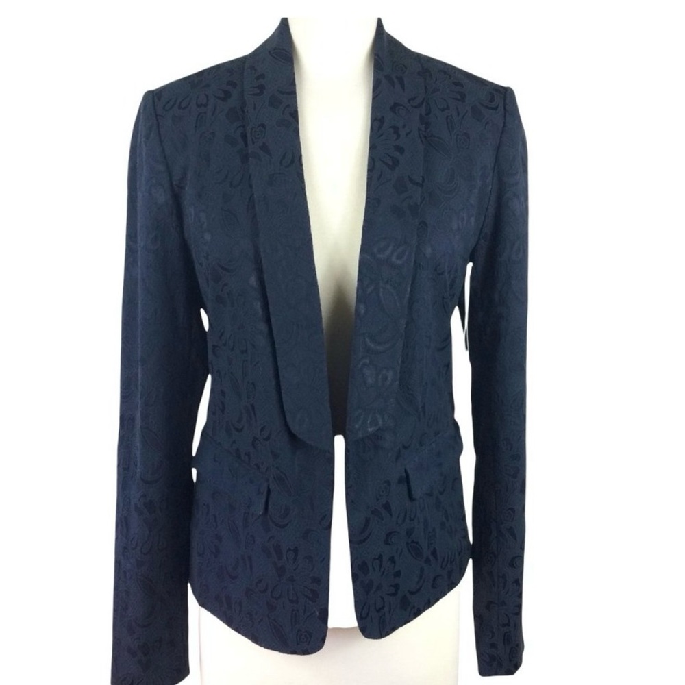 Love 21 Navy Blue Jacquard Career Jacket, XS